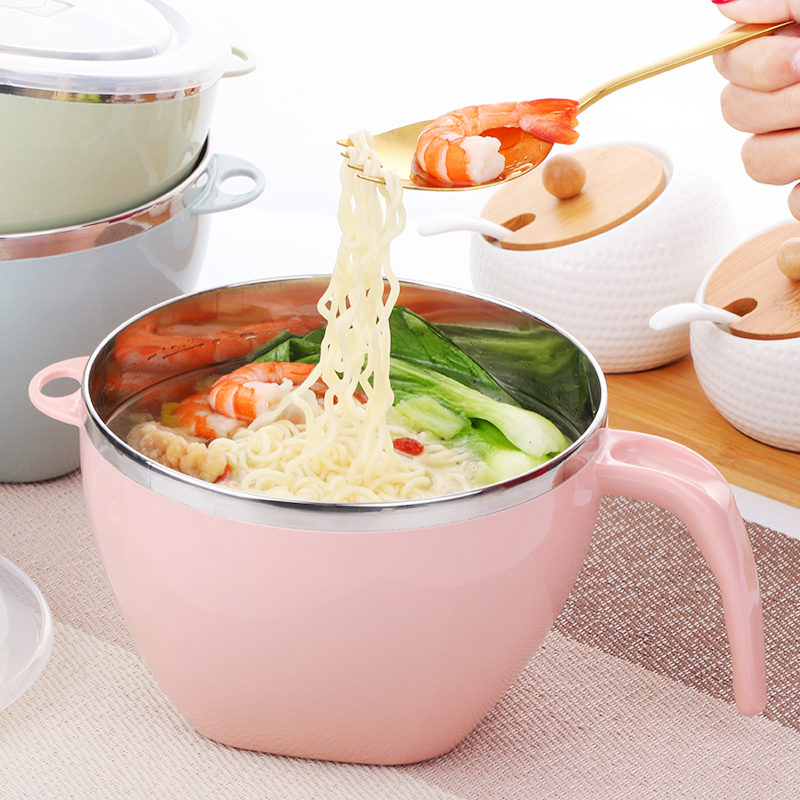 不銹鋼泡面碗帶蓋學(xué)生餐