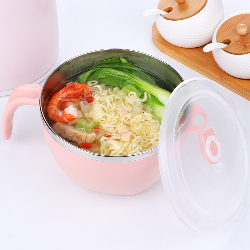 不銹鋼泡面碗帶蓋學(xué)生餐